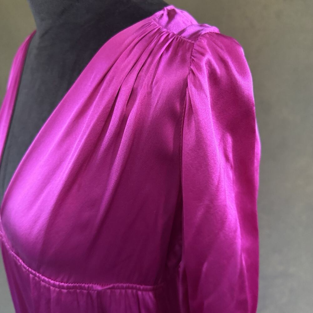 Amanda Uprichard Size Small 100% Silk Fuchsia Empire Waist Dress - Picture 6 of 8